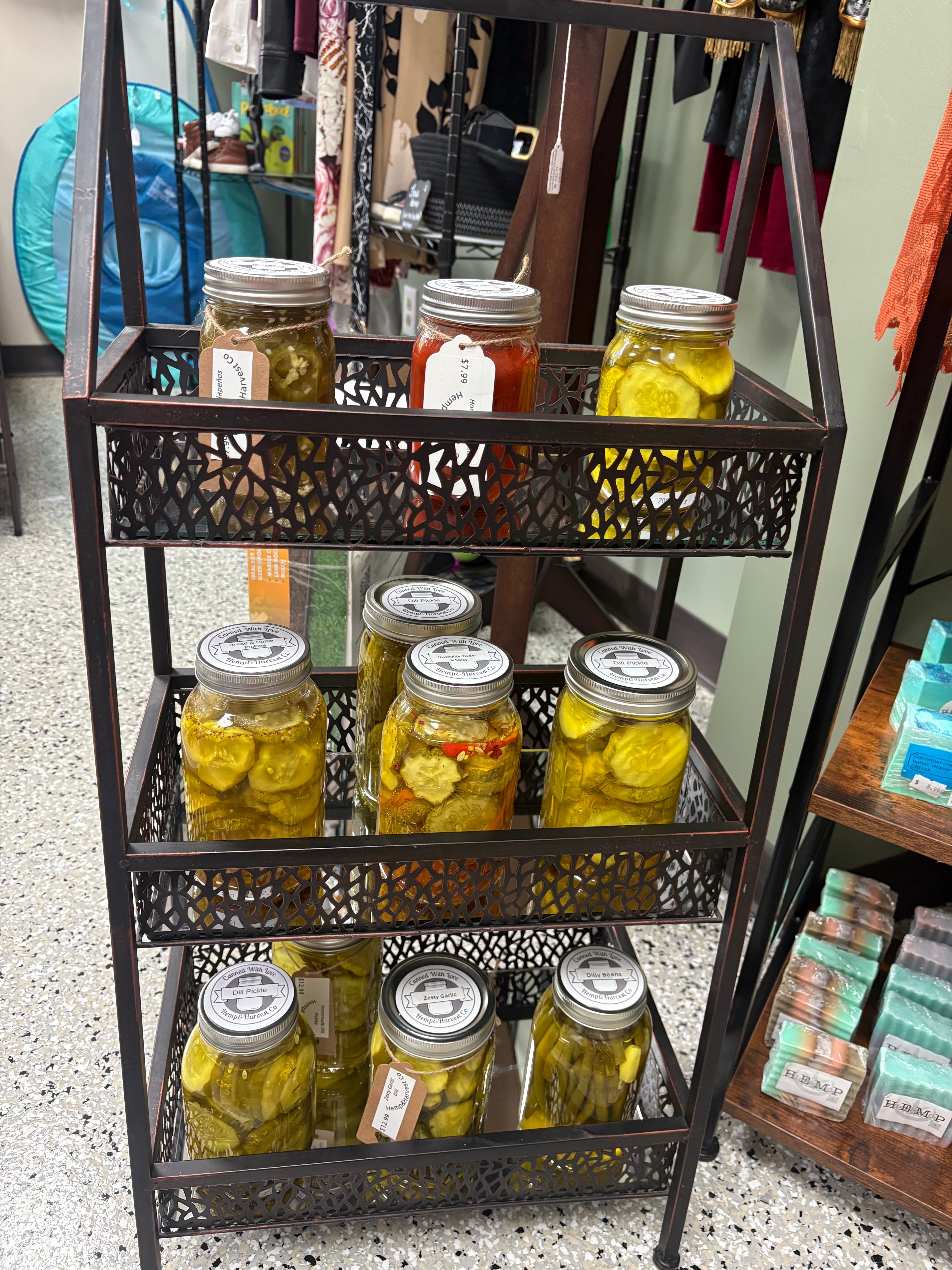 Quart jars of pickles
